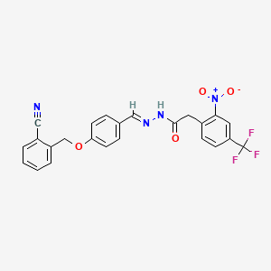 N'-[(E)-{4-[(2-cyanobenzyl)oxy]phenyl}methylidene]-2-[2-nitro-4-(trifluoromethyl)phenyl]acetohydrazide