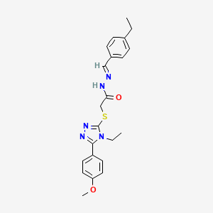 molecular formula C22H25N5O2S B11659563 2-{[4-ethyl-5-(4-methoxyphenyl)-4H-1,2,4-triazol-3-yl]sulfanyl}-N'-[(E)-(4-ethylphenyl)methylidene]acetohydrazide 