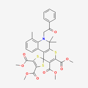 Tetramethyl 5',5',7'-trimethyl-6'-(2-oxo-2-phenylethyl)-5',6'-dihydrospiro[1,3-dithiole-2,1'-thiopyrano[2,3-c]quinoline]-2',3',4,5-tetracarboxylate