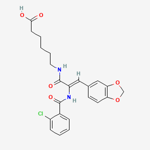 6-{[(2Z)-3-(1,3-benzodioxol-5-yl)-2-{[(2-chlorophenyl)carbonyl]amino}prop-2-enoyl]amino}hexanoic acid