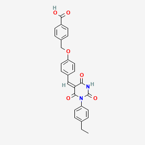 4-[(4-{(E)-[1-(4-ethylphenyl)-2,4,6-trioxotetrahydropyrimidin-5(2H)-ylidene]methyl}phenoxy)methyl]benzoic acid