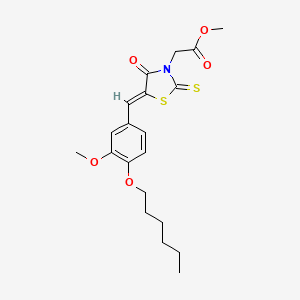 molecular formula C20H25NO5S2 B11659646 methyl {(5Z)-5-[4-(hexyloxy)-3-methoxybenzylidene]-4-oxo-2-thioxo-1,3-thiazolidin-3-yl}acetate 