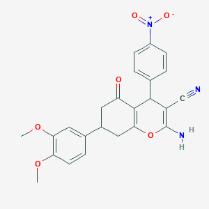 2-amino-7-(3,4-dimethoxyphenyl)-4-(4-nitrophenyl)-5-oxo-5,6,7,8-tetrahydro-4H-chromene-3-carbonitrile