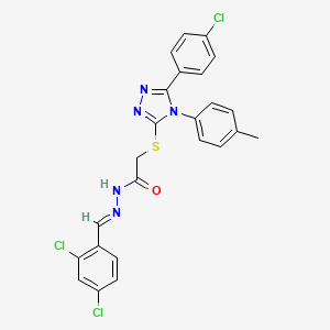 molecular formula C24H18Cl3N5OS B11659699 2-{[5-(4-chlorophenyl)-4-(4-methylphenyl)-4H-1,2,4-triazol-3-yl]sulfanyl}-N'-[(E)-(2,4-dichlorophenyl)methylidene]acetohydrazide 