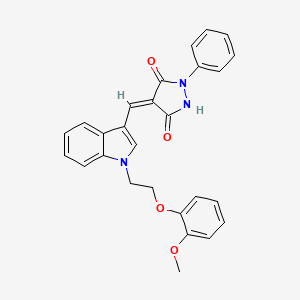 molecular formula C27H23N3O4 B11659704 (4E)-4-({1-[2-(2-methoxyphenoxy)ethyl]-1H-indol-3-yl}methylidene)-1-phenylpyrazolidine-3,5-dione 