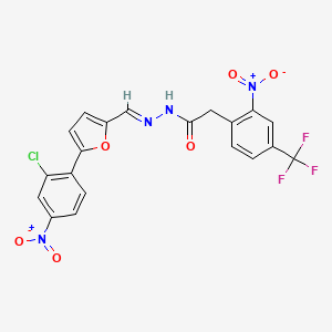 N'-[(E)-[5-(2-Chloro-4-nitrophenyl)furan-2-YL]methylidene]-2-[2-nitro-4-(trifluoromethyl)phenyl]acetohydrazide