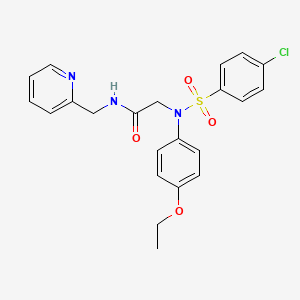 molecular formula C22H22ClN3O4S B11659774 2-[N-(4-Ethoxyphenyl)4-chlorobenzenesulfonamido]-N-[(pyridin-2-YL)methyl]acetamide 