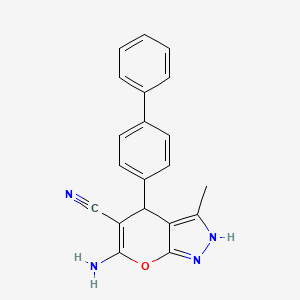 6-Amino-4-(biphenyl-4-yl)-3-methyl-1,4-dihydropyrano[2,3-c]pyrazole-5-carbonitrile