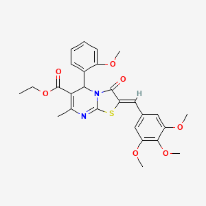 molecular formula C27H28N2O7S B11659797 ethyl (2Z)-5-(2-methoxyphenyl)-7-methyl-3-oxo-2-(3,4,5-trimethoxybenzylidene)-2,3-dihydro-5H-[1,3]thiazolo[3,2-a]pyrimidine-6-carboxylate 