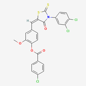 4-{(E)-[3-(3,4-dichlorophenyl)-4-oxo-2-thioxo-1,3-thiazolidin-5-ylidene]methyl}-2-methoxyphenyl 4-chlorobenzoate