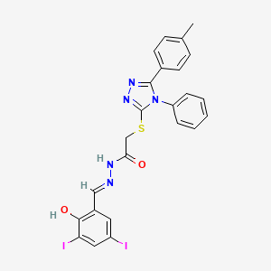 N'-[(E)-(2-hydroxy-3,5-diiodophenyl)methylidene]-2-{[5-(4-methylphenyl)-4-phenyl-4H-1,2,4-triazol-3-yl]sulfanyl}acetohydrazide