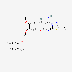 (6Z)-2-ethyl-5-imino-6-(3-methoxy-4-{2-[5-methyl-2-(propan-2-yl)phenoxy]ethoxy}benzylidene)-5,6-dihydro-7H-[1,3,4]thiadiazolo[3,2-a]pyrimidin-7-one