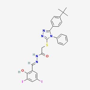 2-{[5-(4-tert-butylphenyl)-4-phenyl-4H-1,2,4-triazol-3-yl]sulfanyl}-N'-[(E)-(2-hydroxy-3,5-diiodophenyl)methylidene]acetohydrazide