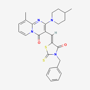 3-[(Z)-(3-benzyl-4-oxo-2-thioxo-1,3-thiazolidin-5-ylidene)methyl]-9-methyl-2-(4-methylpiperidin-1-yl)-4H-pyrido[1,2-a]pyrimidin-4-one