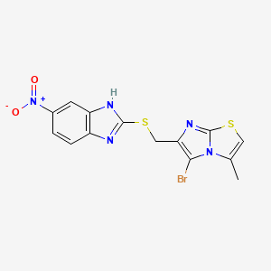 2-{[(5-bromo-3-methylimidazo[2,1-b][1,3]thiazol-6-yl)methyl]sulfanyl}-5-nitro-1H-benzimidazole