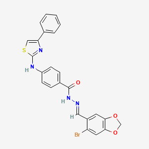 N'-[(E)-(6-bromo-1,3-benzodioxol-5-yl)methylidene]-4-[(4-phenyl-1,3-thiazol-2-yl)amino]benzohydrazide