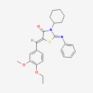 (2E,5Z)-3-Cyclohexyl-5-[(4-ethoxy-3-methoxyphenyl)methylidene]-2-(phenylimino)-1,3-thiazolidin-4-one