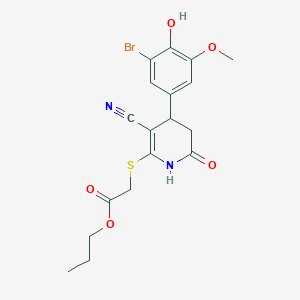 Propyl {[4-(3-bromo-4-hydroxy-5-methoxyphenyl)-3-cyano-6-oxo-1,4,5,6-tetrahydropyridin-2-yl]sulfanyl}acetate