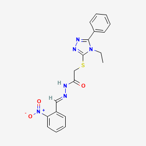 2-[(4-ethyl-5-phenyl-4H-1,2,4-triazol-3-yl)sulfanyl]-N'-[(E)-(2-nitrophenyl)methylidene]acetohydrazide