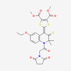 dimethyl 2-{1-[(2,5-dioxopyrrolidin-1-yl)acetyl]-6-ethoxy-2,2-dimethyl-3-thioxo-2,3-dihydroquinolin-4(1H)-ylidene}-1,3-dithiole-4,5-dicarboxylate