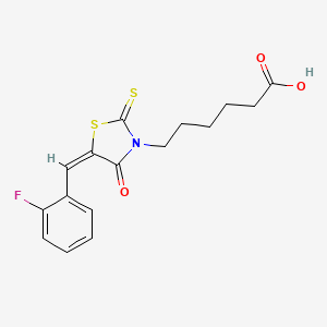 6-[(5E)-5-[(2-fluorophenyl)methylidene]-4-oxo-2-sulfanylidene-1,3-thiazolidin-3-yl]hexanoic acid