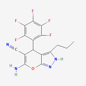 6-Amino-4-(pentafluorophenyl)-3-propyl-1,4-dihydropyrano[2,3-c]pyrazole-5-carbonitrile