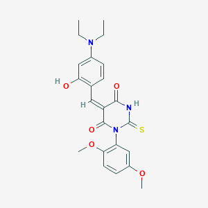 (5E)-5-[4-(diethylamino)-2-hydroxybenzylidene]-1-(2,5-dimethoxyphenyl)-2-thioxodihydropyrimidine-4,6(1H,5H)-dione