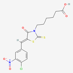 6-[(5Z)-5-[(4-chloro-3-nitrophenyl)methylidene]-4-oxo-2-sulfanylidene-1,3-thiazolidin-3-yl]hexanoic acid