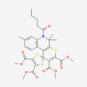 Tetramethyl 5',5',8'-trimethyl-6'-pentanoyl-5',6'-dihydrospiro[1,3-dithiole-2,1'-thiopyrano[2,3-c]quinoline]-2',3',4,5-tetracarboxylate