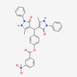 4-[bis(5-hydroxy-3-methyl-1-phenyl-1H-pyrazol-4-yl)methyl]phenyl 3-nitrobenzoate