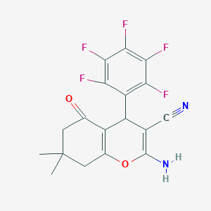 2-amino-7,7-dimethyl-5-oxo-4-(pentafluorophenyl)-5,6,7,8-tetrahydro-4H-chromene-3-carbonitrile