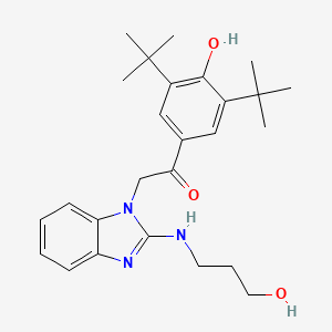 1-(3,5-di-tert-butyl-4-hydroxyphenyl)-2-{2-[(3-hydroxypropyl)amino]-1H-benzimidazol-1-yl}ethanone