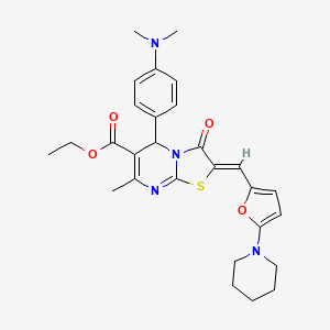 ethyl (2Z)-5-[4-(dimethylamino)phenyl]-7-methyl-3-oxo-2-{[5-(piperidin-1-yl)furan-2-yl]methylidene}-2,3-dihydro-5H-[1,3]thiazolo[3,2-a]pyrimidine-6-carboxylate