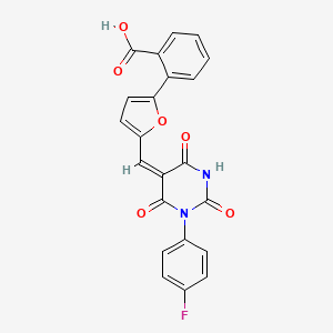 2-(5-{(E)-[1-(4-fluorophenyl)-2,4,6-trioxotetrahydropyrimidin-5(2H)-ylidene]methyl}furan-2-yl)benzoic acid