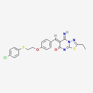 (6Z)-6-(4-{2-[(4-chlorophenyl)sulfanyl]ethoxy}benzylidene)-2-ethyl-5-imino-5,6-dihydro-7H-[1,3,4]thiadiazolo[3,2-a]pyrimidin-7-one