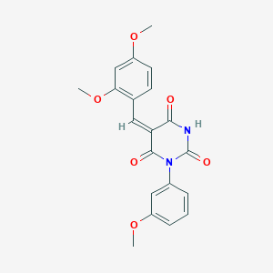 (5E)-5-[(2,4-dimethoxyphenyl)methylidene]-1-(3-methoxyphenyl)-1,3-diazinane-2,4,6-trione