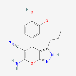 6-Amino-4-(4-hydroxy-3-methoxyphenyl)-3-propyl-1,4-dihydropyrano[2,3-c]pyrazole-5-carbonitrile