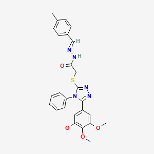 N'-[(E)-(4-methylphenyl)methylidene]-2-{[4-phenyl-5-(3,4,5-trimethoxyphenyl)-4H-1,2,4-triazol-3-yl]sulfanyl}acetohydrazide