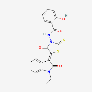 N-[(5Z)-5-(1-ethyl-2-oxoindol-3-ylidene)-4-oxo-2-sulfanylidene-1,3-thiazolidin-3-yl]-2-hydroxybenzamide