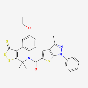 (8-ethoxy-4,4-dimethyl-1-thioxo-1,4-dihydro-5H-[1,2]dithiolo[3,4-c]quinolin-5-yl)(3-methyl-1-phenyl-1H-thieno[2,3-c]pyrazol-5-yl)methanone