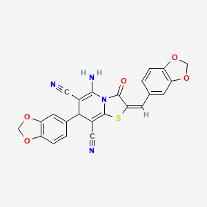 5-Amino-7-benzo[1,3]dioxol-5-yl-2-benzo[1,3]dioxol-5-ylmethylene-3-oxo-2,3-dihydro-7H-thiazolo[3,2-a]pyridine-6,8-dicarbonitrile