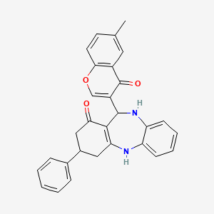 11-(6-methyl-4-oxo-4H-chromen-3-yl)-3-phenyl-2,3,4,5,10,11-hexahydro-1H-dibenzo[b,e][1,4]diazepin-1-one