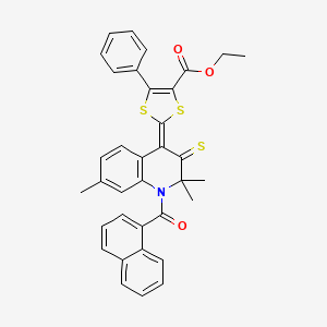 ethyl (2Z)-5-phenyl-2-[2,2,7-trimethyl-1-(naphthalen-1-ylcarbonyl)-3-thioxo-2,3-dihydroquinolin-4(1H)-ylidene]-1,3-dithiole-4-carboxylate