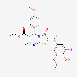 ethyl (2Z)-2-(3-ethoxy-4-hydroxy-5-iodobenzylidene)-5-(4-methoxyphenyl)-7-methyl-3-oxo-2,3-dihydro-5H-[1,3]thiazolo[3,2-a]pyrimidine-6-carboxylate