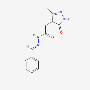 2-(3-hydroxy-5-methyl-4H-pyrazol-4-yl)-N'-[(E)-(4-methylphenyl)methylidene]acetohydrazide