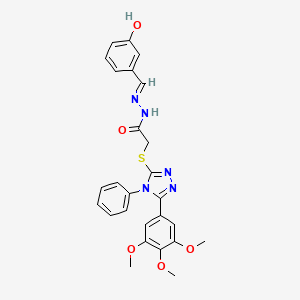 N'-[(E)-(3-hydroxyphenyl)methylidene]-2-{[4-phenyl-5-(3,4,5-trimethoxyphenyl)-4H-1,2,4-triazol-3-yl]sulfanyl}acetohydrazide