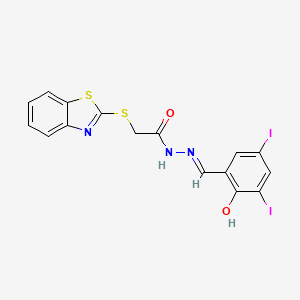 2-(1,3-benzothiazol-2-ylsulfanyl)-N'-[(E)-(2-hydroxy-3,5-diiodophenyl)methylidene]acetohydrazide