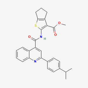 methyl 2-[({2-[4-(propan-2-yl)phenyl]quinolin-4-yl}carbonyl)amino]-5,6-dihydro-4H-cyclopenta[b]thiophene-3-carboxylate