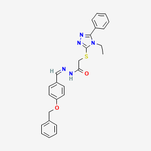 molecular formula C26H25N5O2S B11660745 N'-[(Z)-[4-(Benzyloxy)phenyl]methylidene]-2-[(4-ethyl-5-phenyl-4H-1,2,4-triazol-3-YL)sulfanyl]acetohydrazide 