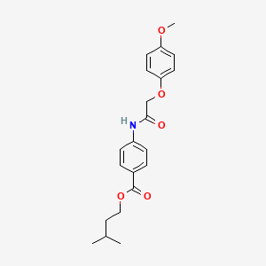 molecular formula C21H25NO5 B11660768 3-Methylbutyl 4-{[(4-methoxyphenoxy)acetyl]amino}benzoate 